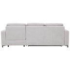 Rückansicht der HUKLA® Interliving 4700 Eckkombination in der Farbe „Toni Silver“ mit 3 Kopfstützen, schlanken schwarzen Beinen und Thermo Cover Stretch-Bezug.