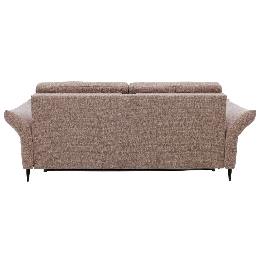 HUKLA® Interliving Serie 4700 Loft Siena Sofa in Braun, mit schwarzen Aluminiumbeinen, hier von hinten auf weißem Hintergrund abgebildet.
