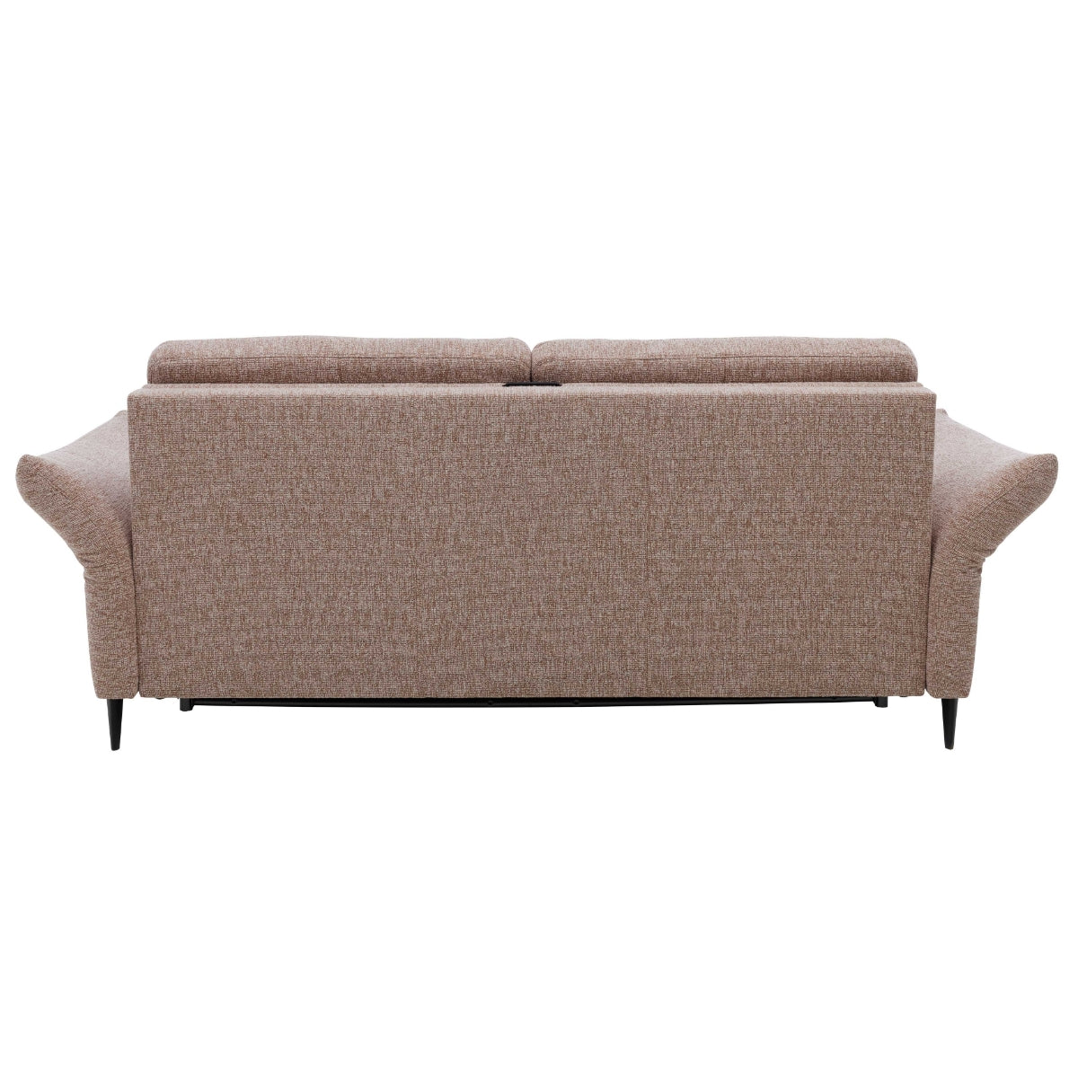 HUKLA® Interliving Serie 4700 Loft Siena Sofa in Braun, mit schwarzen Aluminiumbeinen, hier von hinten auf weißem Hintergrund abgebildet.