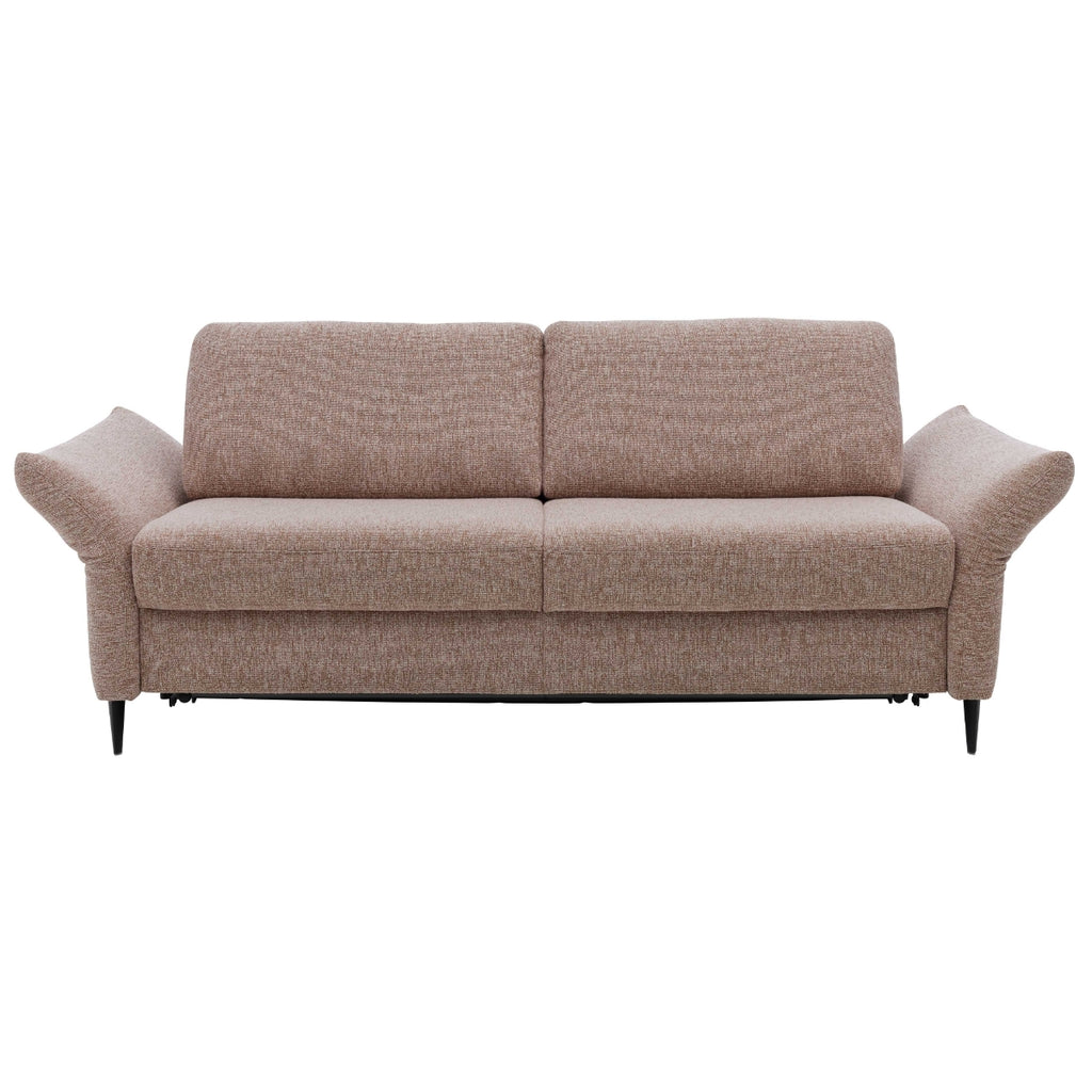 Interliving Serie 4700, Stoff „Loft Siena“, Dreisitzer-Schlafsofa mit schwarzen Aluminiumbeinen, Vorderansicht.