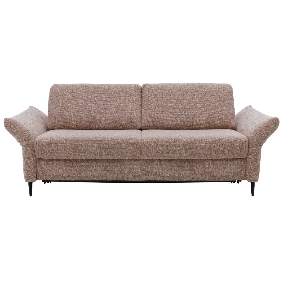 Interliving Serie 4700, Stoff „Loft Siena“, Dreisitzer-Schlafsofa mit schwarzen Aluminiumbeinen, Vorderansicht.