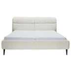 Vorderansicht des HUKLA® Interliving Polsterbetts 1416, 180 × 200 cm, Natur, gepolstert, schwarze Beine.
