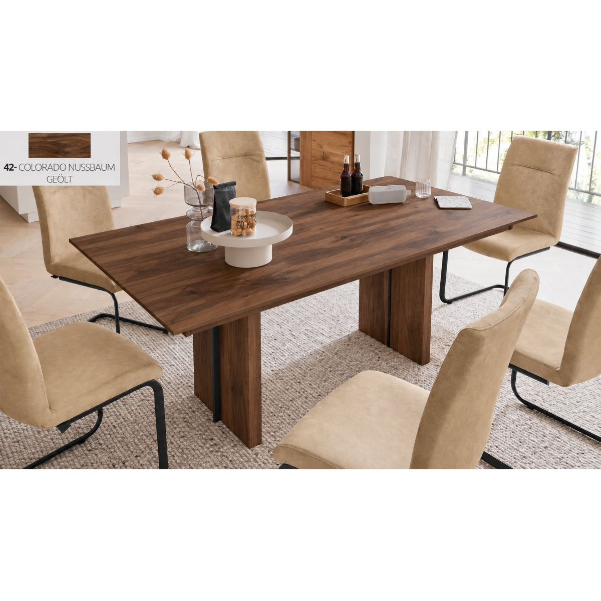 Interliving 5604 Esstisch von VENJAKOB | IL mit 6 Stühlen, moderner Natur-Look, Esszimmer-Serie.