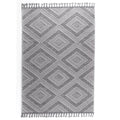 GOLZE | IL Interliving G-8010 Grau-Weißer Outdoor-Teppich, modernes geometrisches Muster, dekorative Fransen, verschiedene Größen.
