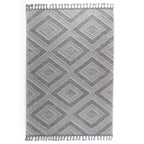 GOLZE | IL Interliving G-8010 Grau-Weißer Outdoor-Teppich, modernes geometrisches Muster, dekorative Fransen, verschiedene Größen.
