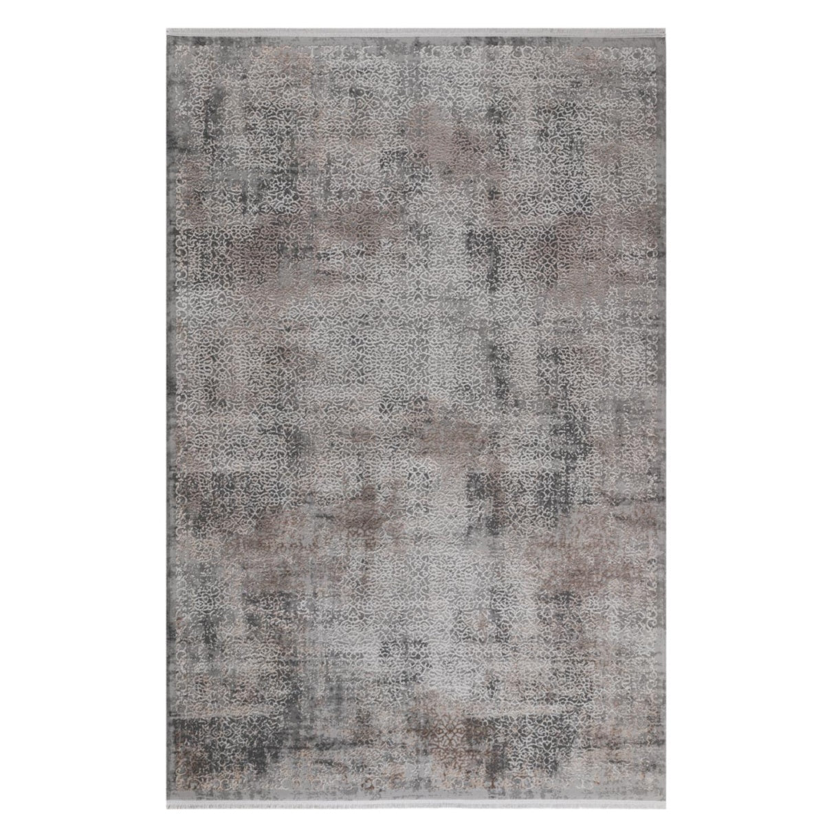 Eleganter GOLZE | IL – Teppich in Grau- und Sandtönen mit filigranem Allover-Muster, in verschiedenen Größen erhältlich.