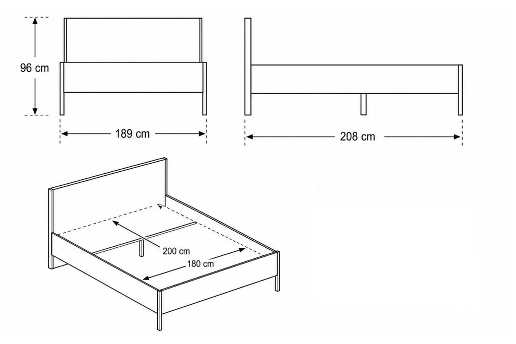 Komplettes Schlafzimmer in Beige-Grau mit heller Eiche