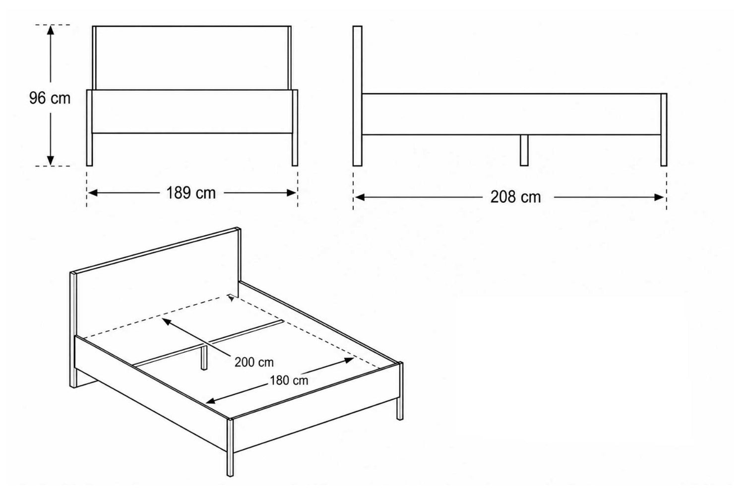Komplettes Schlafzimmer in Beige-Grau mit heller Eiche