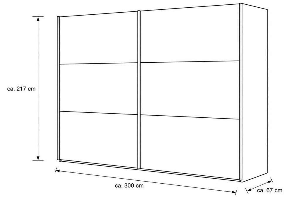 Schwebetürenschrank in Kieselgrau mit Glasfronten Interliving Serie 1211