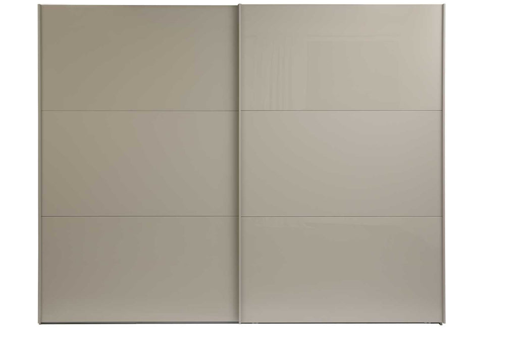 Schwebetürenschrank in Kieselgrau mit Glasfronten Interliving Serie 1211