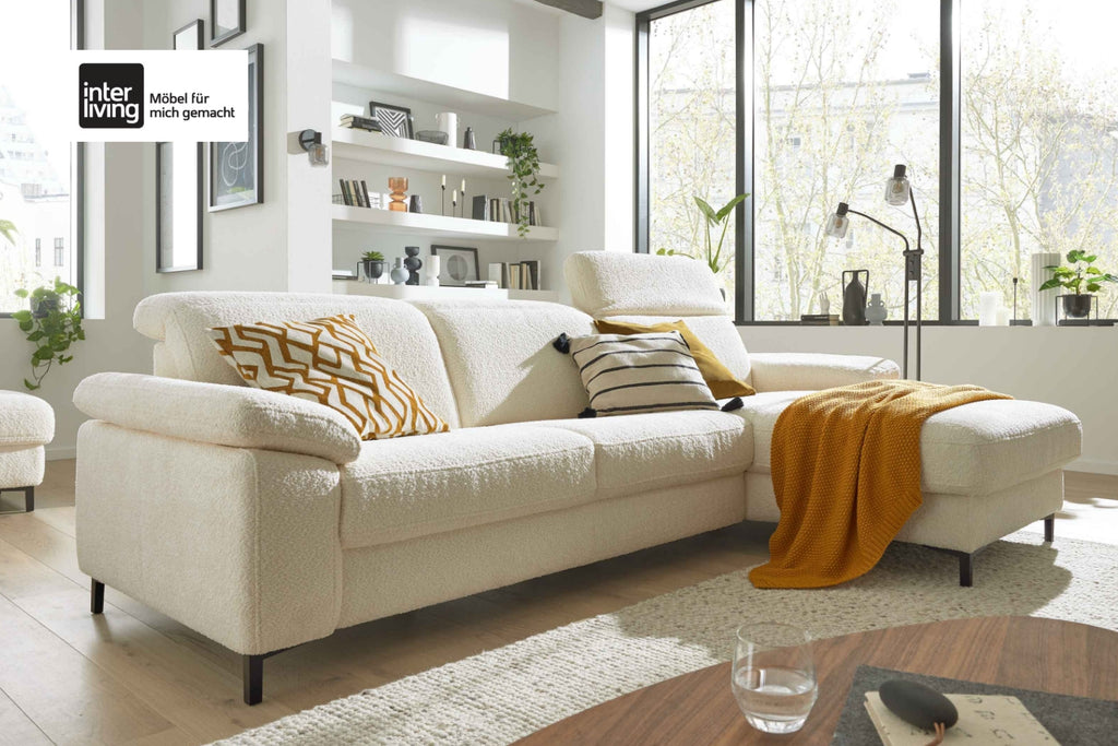 Ecksofa Bouclé Creme