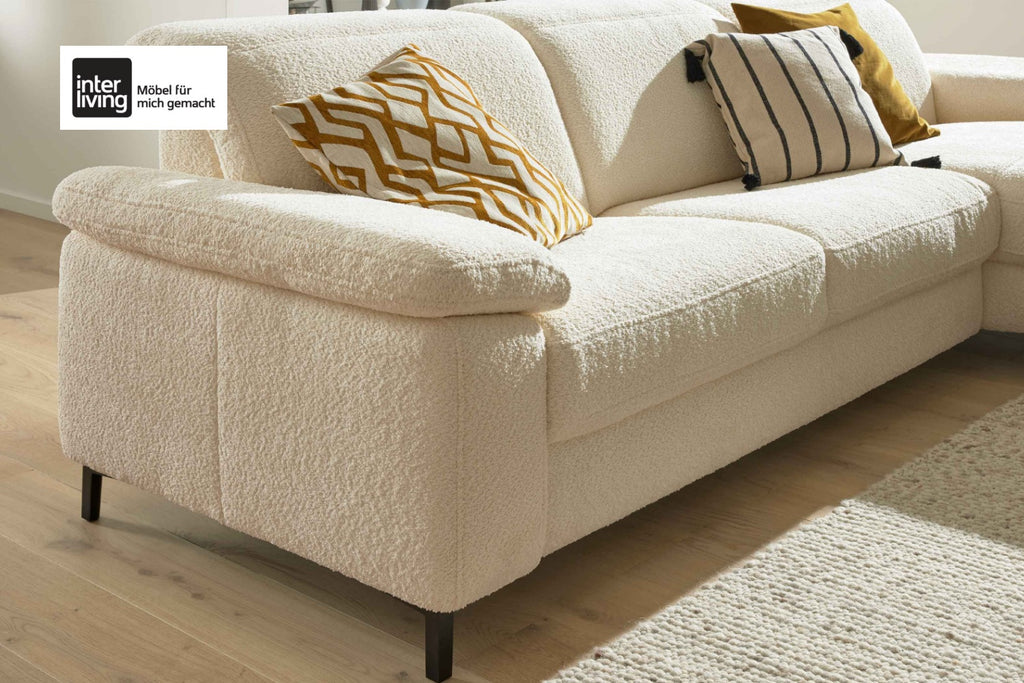 Ecksofa Bouclé Creme
