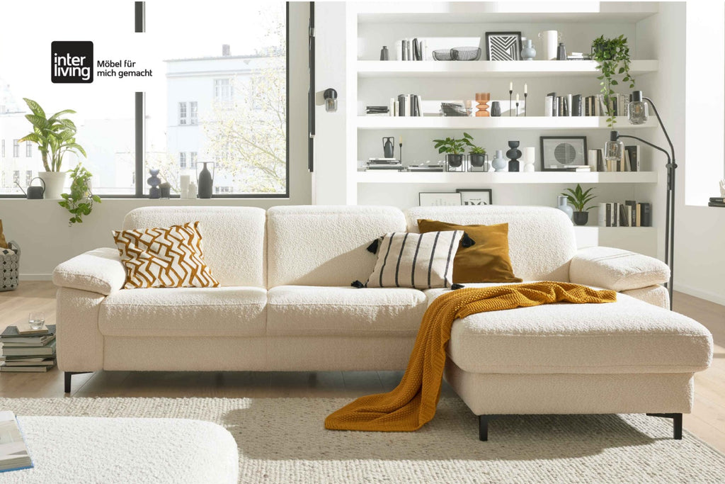 Ecksofa Bouclé Creme