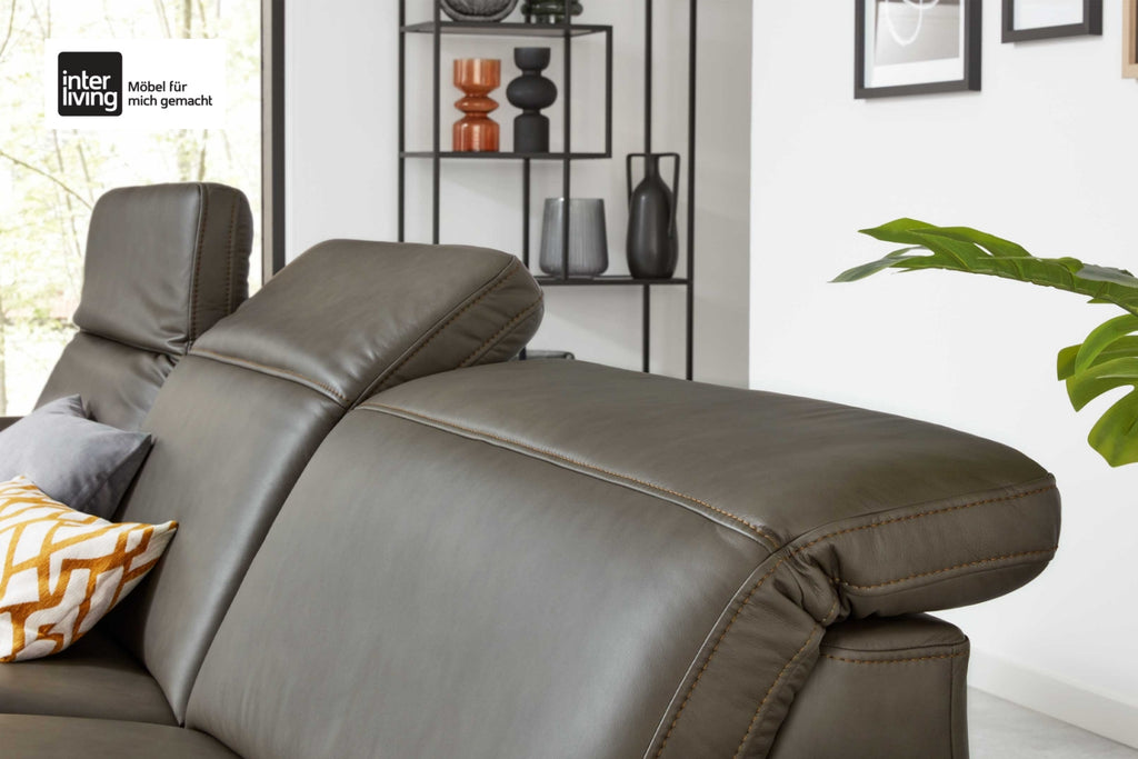 Ecksofa Leder Dunkelgrau Interliving Serie 4054