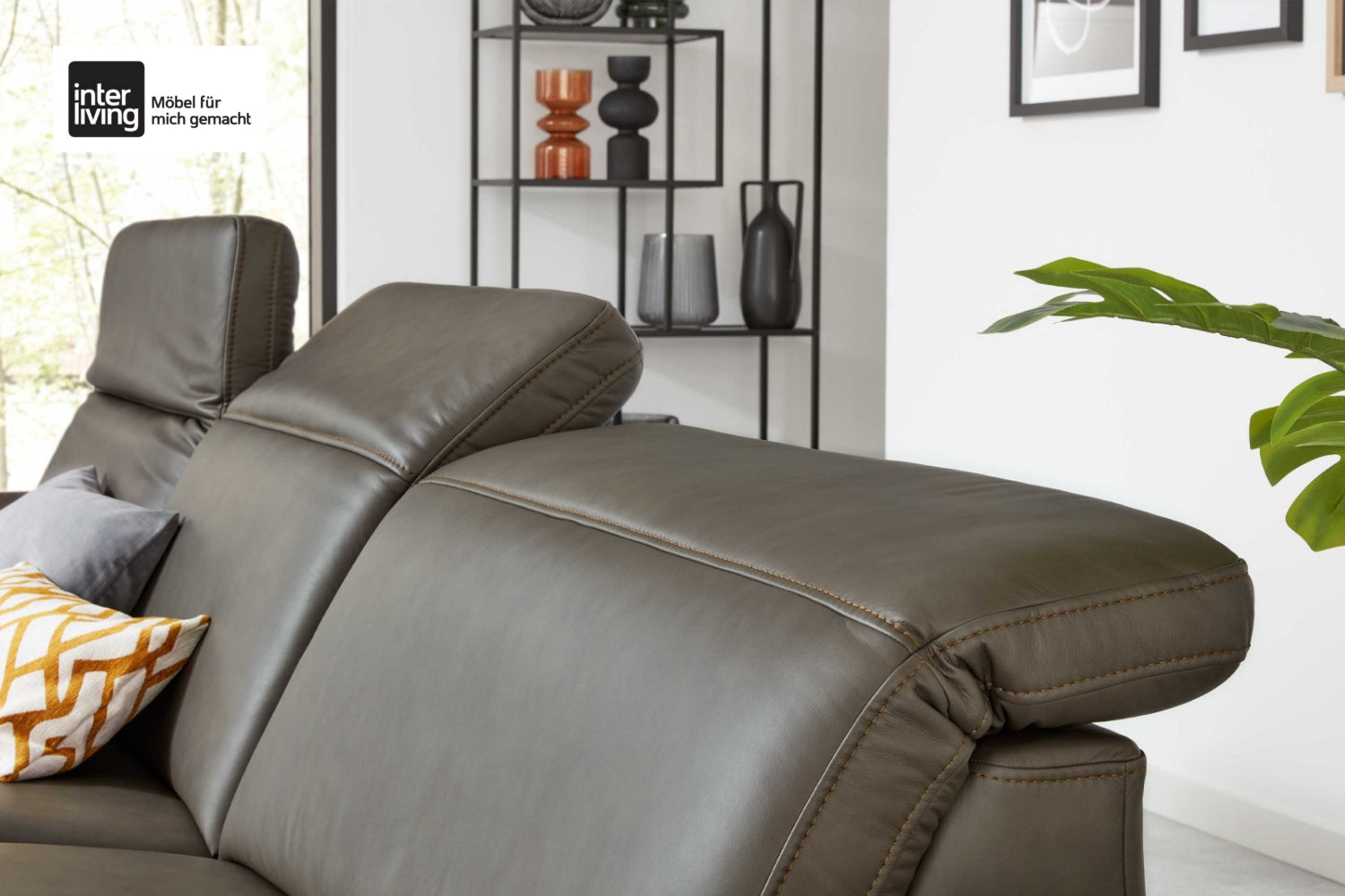 Ecksofa Leder Dunkelgrau Interliving Serie 4054