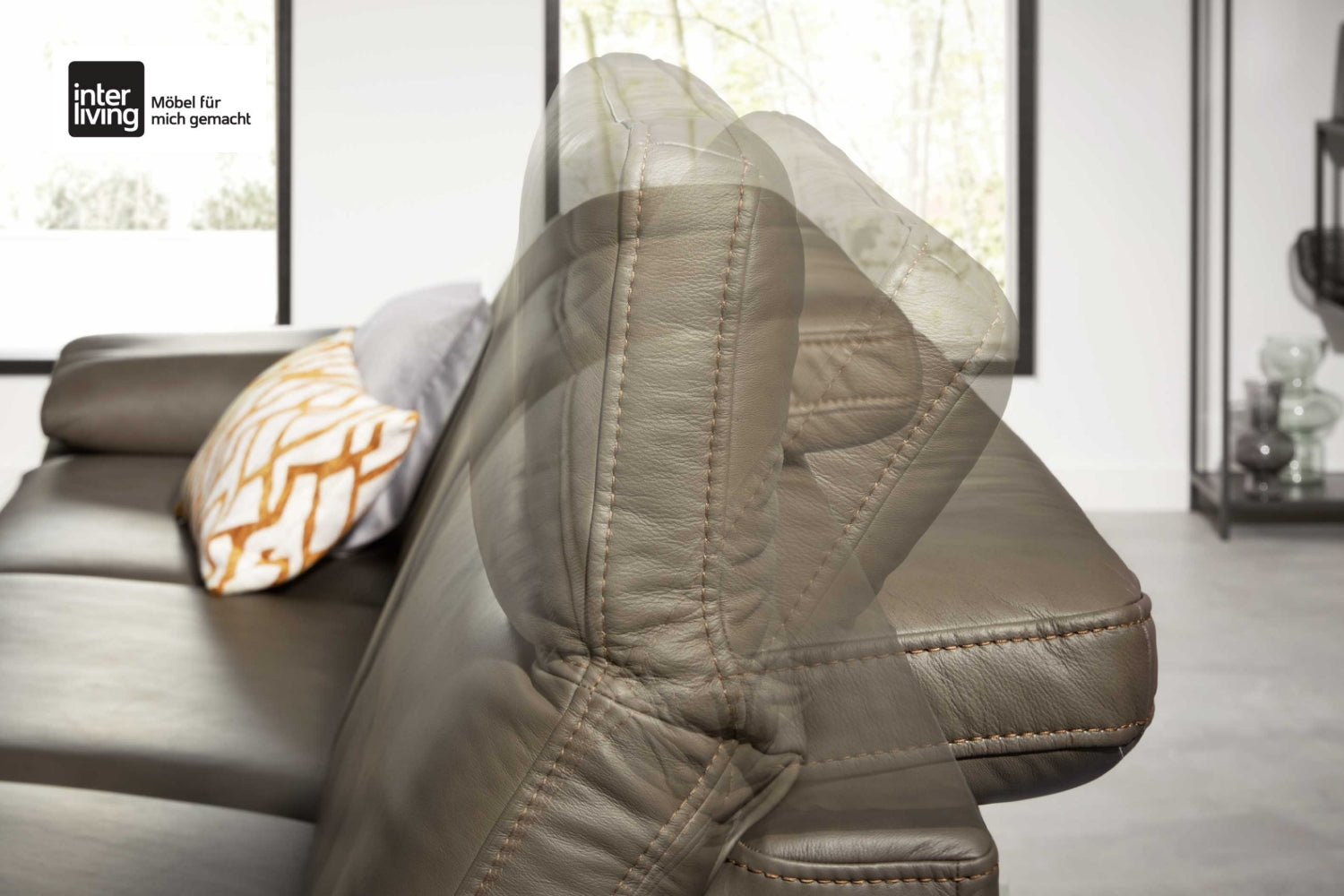Ecksofa Leder Dunkelgrau Interliving Serie 4054