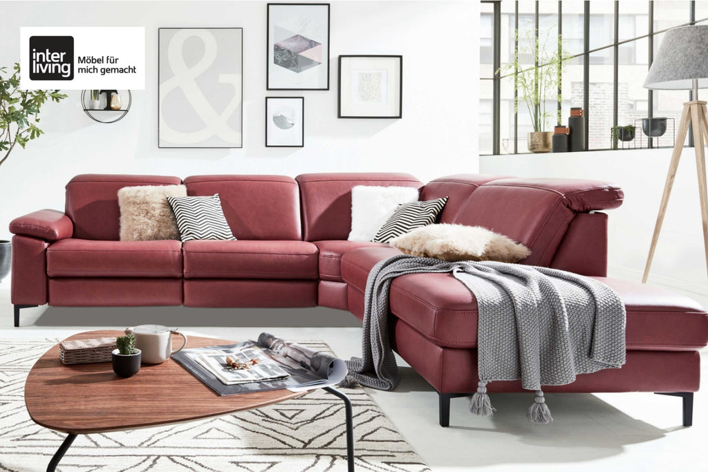 Ecksofa Leder Rot Interliving Serie 4054