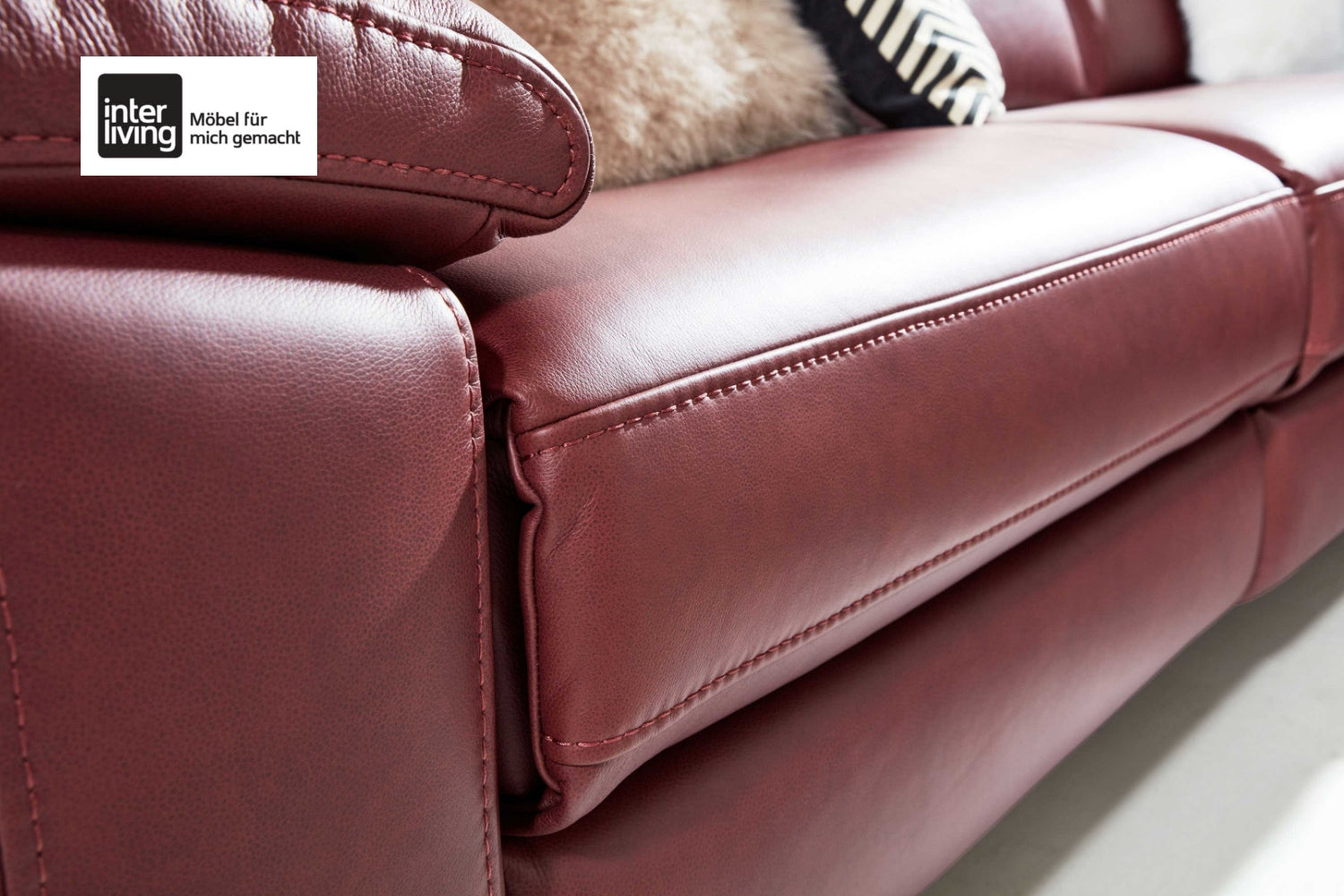 Ecksofa Leder Rot Interliving Serie 4054