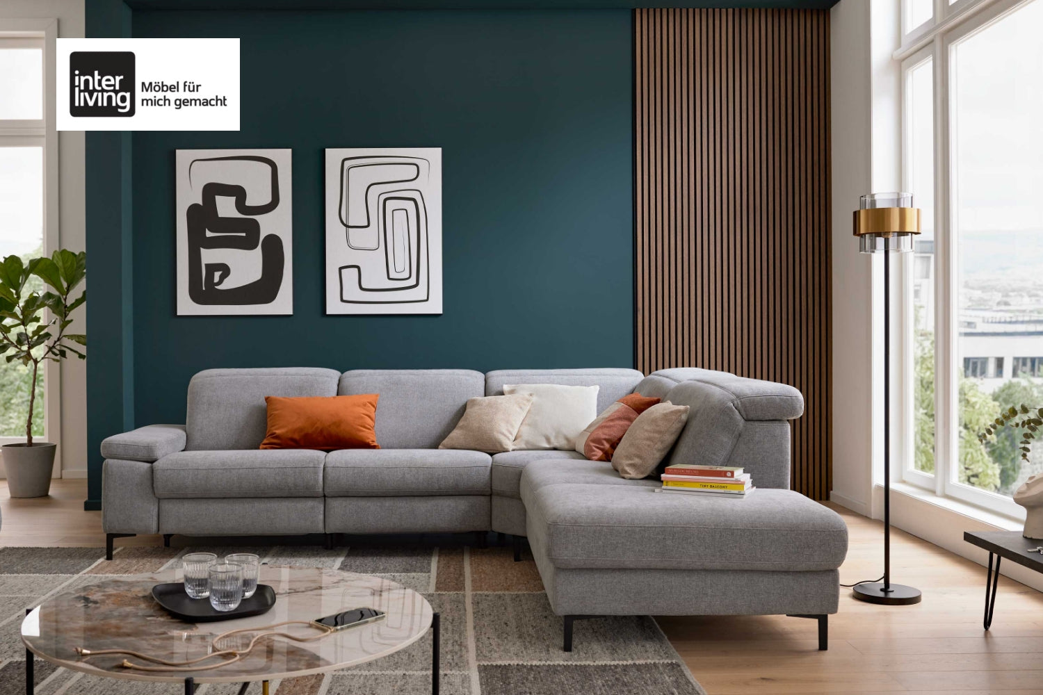 Ecksofa Interliving 4064 Stoff Hellgrau