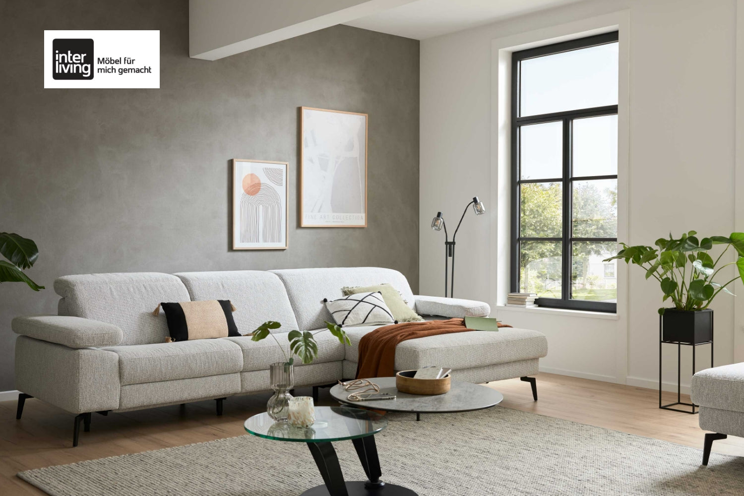 Interliving Serie 4065 Ecksofa Stoff Weiß