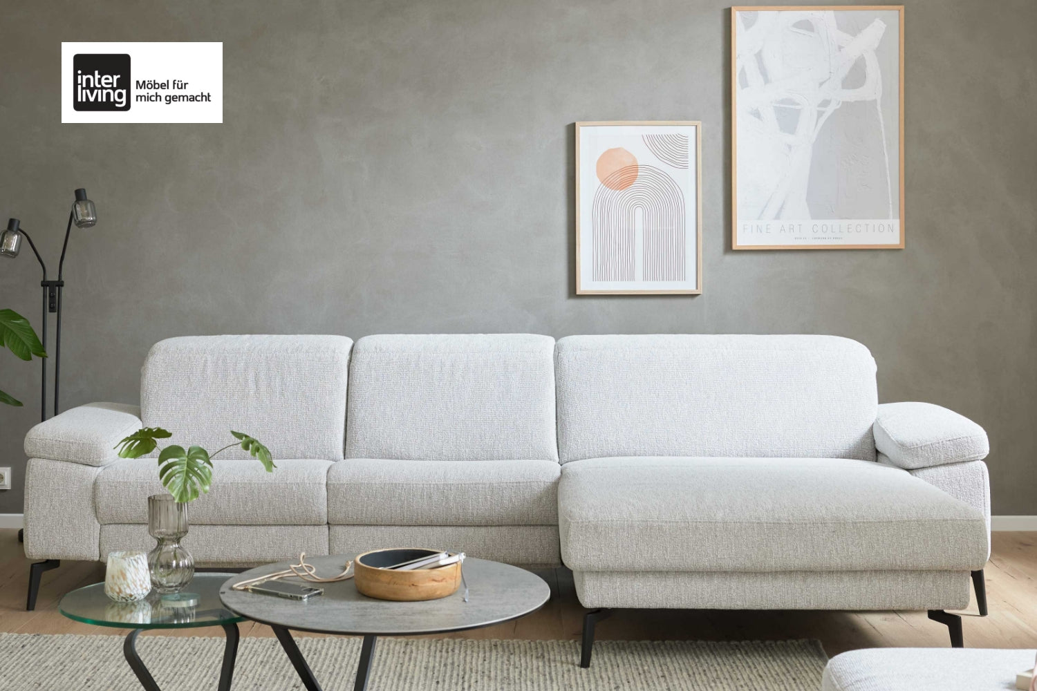 Interliving Serie 4065 Ecksofa Stoff Weiß