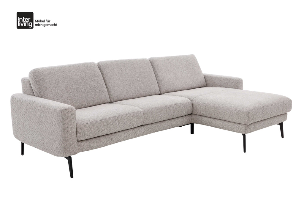 Interliving Serie 4066 Ecksofa mit grauem Stoffbezug und schwarzen Metallfüßen