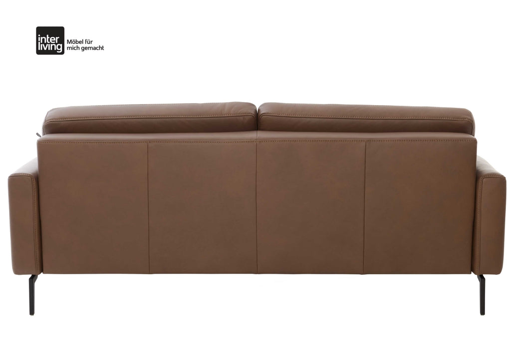 Interliving Serie 4066, 2-Sitzer-Sofa mit braunem Echtleder und mattschwarzen Metallfüßen