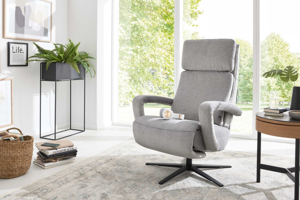 Relaxsessel Stoff Hellgrau