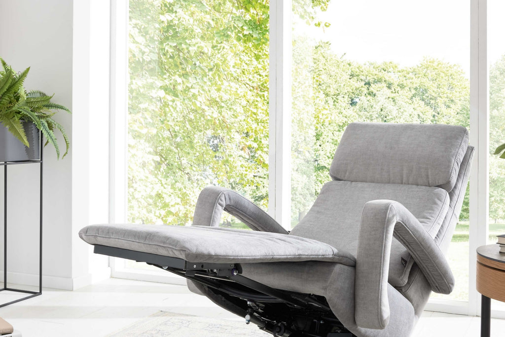 Relaxsessel Stoff Hellgrau