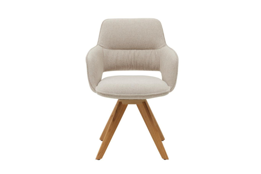 Armlehnstuhl IL5124-4282-47-A37 mit Eiche-Stativgestell und Stoffbezug in Creme