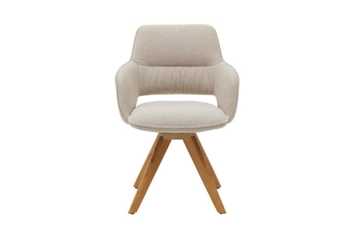 Armlehnstuhl IL5124-4282-47-A37 mit Eiche-Stativgestell und Stoffbezug in Creme