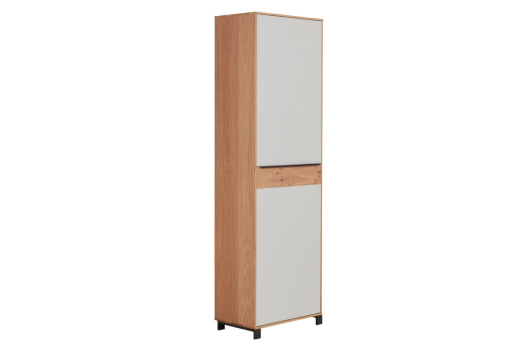 Interlivng Serie 6005 Dielenschrank, Typ 809_23 Eiche bianco, Lack Lichtgrau, Balkeneiche, Anthrazit