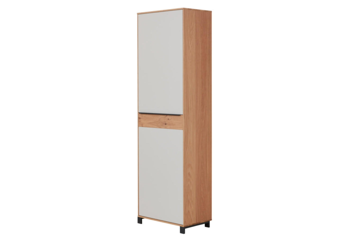 Interlivng Serie 6005 Dielenschrank, Typ 809_23 Eiche bianco, Lack Lichtgrau, Balkeneiche, Anthrazit