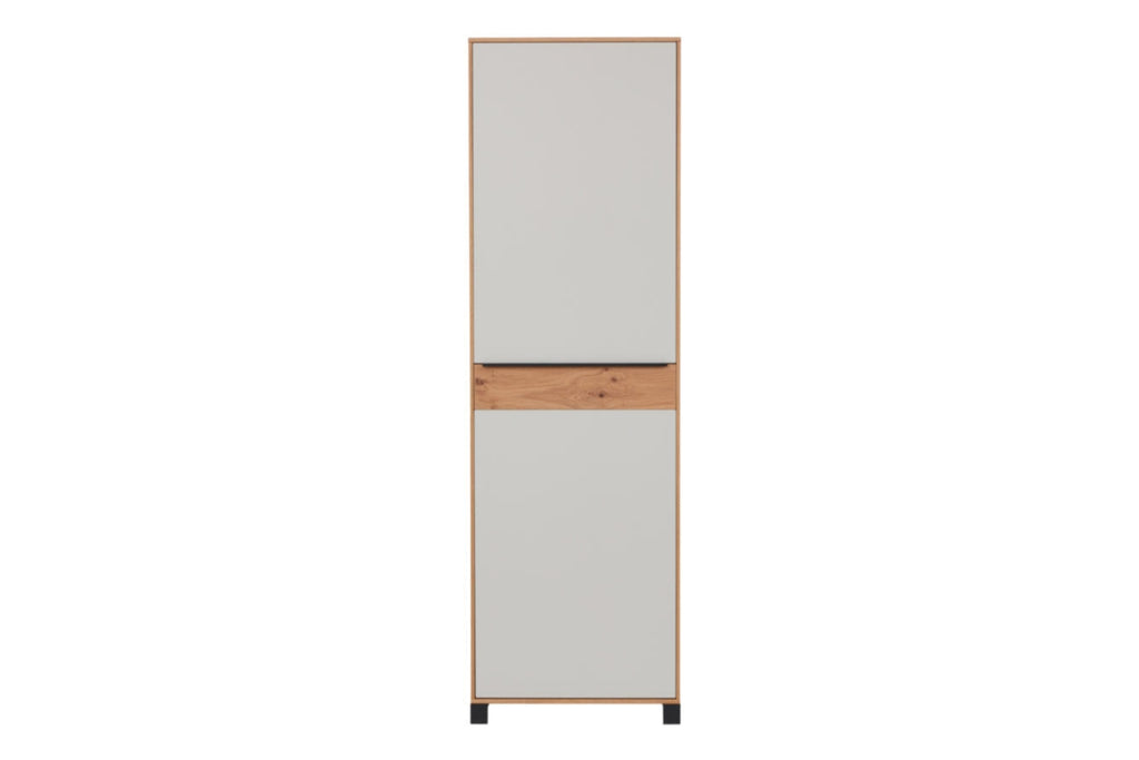 Interlivng Serie 6005 Dielenschrank, Typ 809_23 Eiche bianco, Lack Lichtgrau, Balkeneiche, Anthrazit
