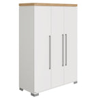 PAIDI Kira 3T Schrank in Kreideweiß/Eichendekor, silberne Griffe und Beine, perfekt für das Kinderzimmer. Artikelnummer: 0190.