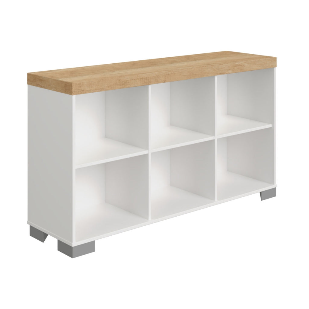 Das PAIDI Kira Sideboard besticht durch die Farbe Kreideweiß in Kombination mit den Dekoren Eiche-Nebraska oder Eiche-Nautik sowie durch sein modernes Design.