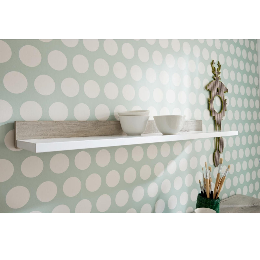 PAIDI Kira Wandregal in Kreideweiß/Eiche für das Babyzimmer – dekorativ und praktisch, sorgt für Ordnung im Kinderzimmer.