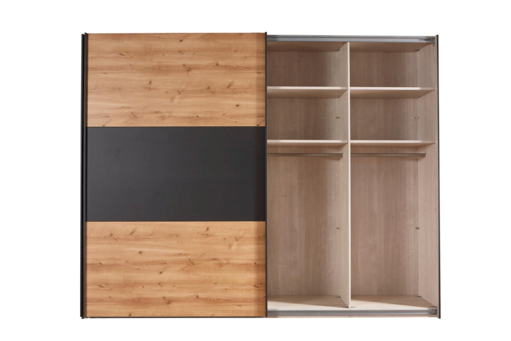 WIEMANN Schwebetürenschrank 122-725 Korfu Bianco Eiche-Nachbildung, Graphit-Dekor
