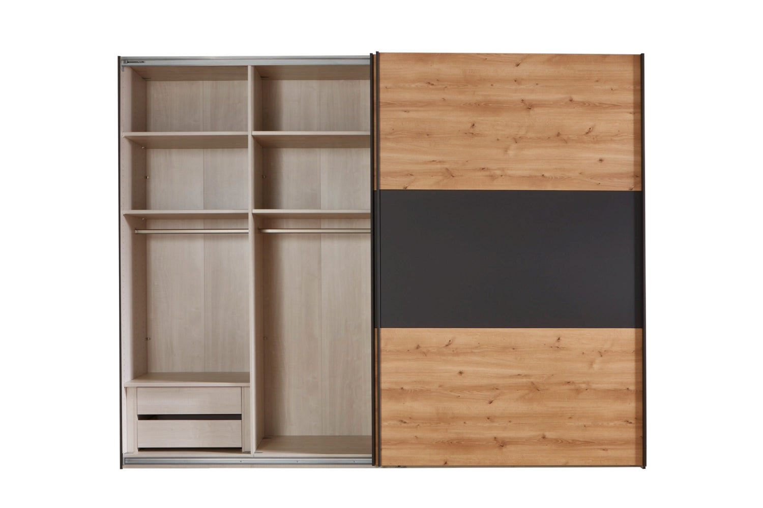 WIEMANN Schwebetürenschrank 122-725 Korfu Bianco Eiche-Nachbildung, Graphit-Dekor