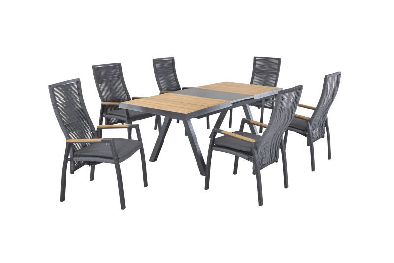 Ausziehtisch Kumasi Artikel 249036 Teakholz natur/dunkelgrau, Maße:160/210x100x76cm