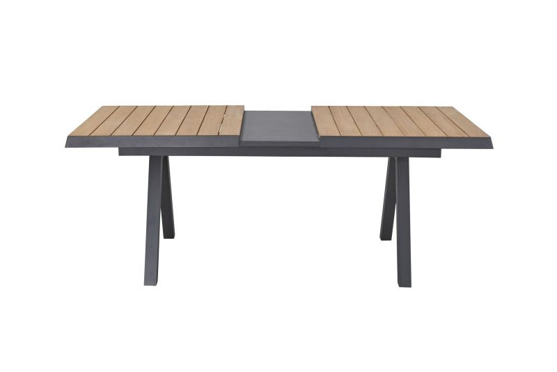 Ausziehtisch Kumasi Artikel 249036 Teakholz natur/dunkelgrau, Maße:160/210x100x76cm