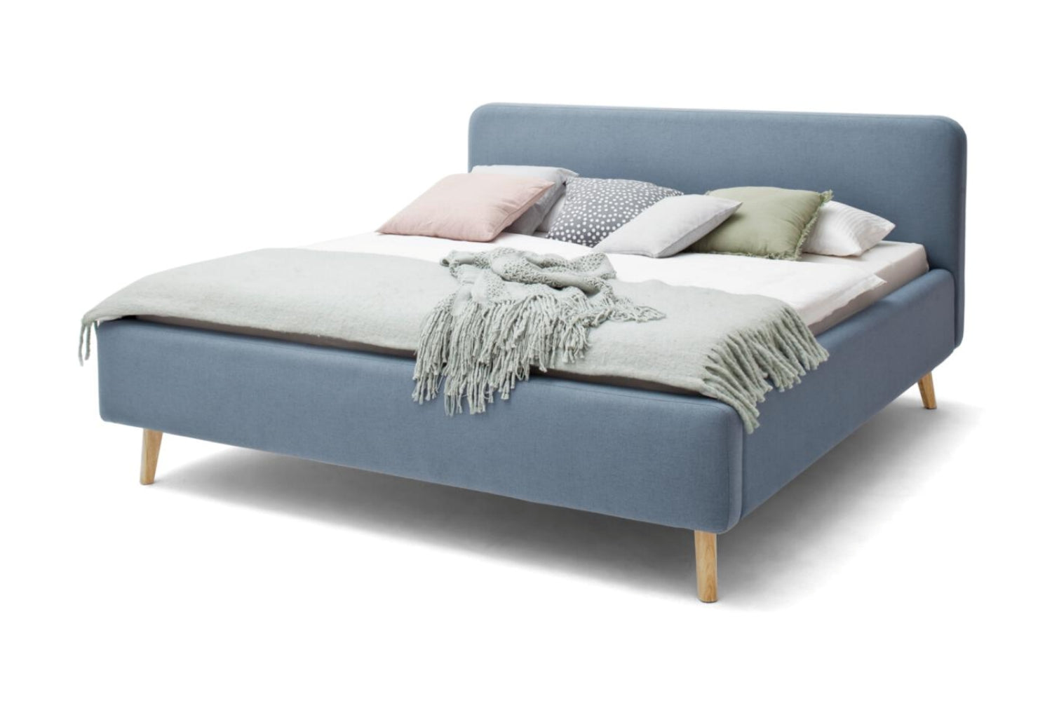Polsterbettgestell Mattis Farbe: eisblau Größe 180 x 200 cm