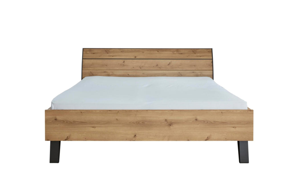 Futon-Bett, 457-385, Holzkopfteil,180 x 200 cm_Bianco-Eiche, Schiefer
