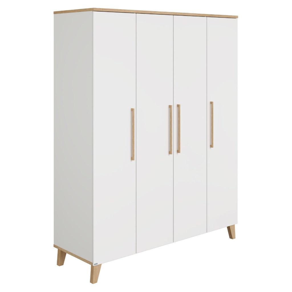 PAIDI Babyzimmer-Serie „Oscar“ – Kleiderschrank, perfekt für das Kinderzimmer, mit Holzgriffen und -füßen.