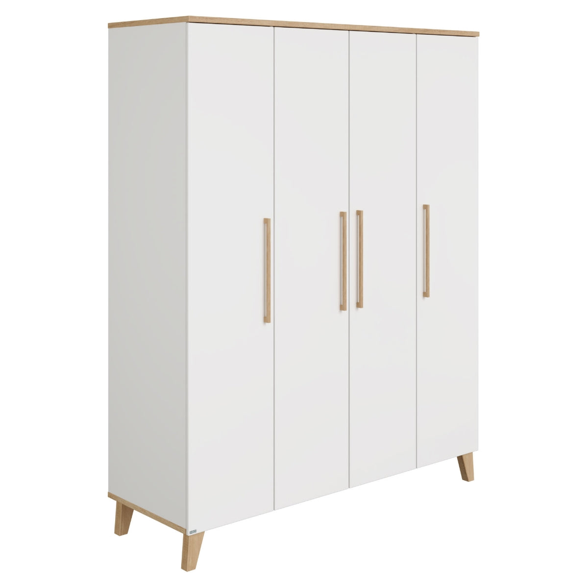 PAIDI Babyzimmer-Serie „Oscar“ – Kleiderschrank, perfekt für das Kinderzimmer, mit Holzgriffen und -füßen.