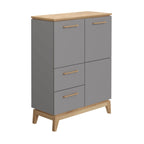 PAIDI Babyzimmer-Hochkommode „Sten“: Eiche, schiefergraue Türen, 3 Schubladen, 4 Griffe. Modernes Design von PAIDI.