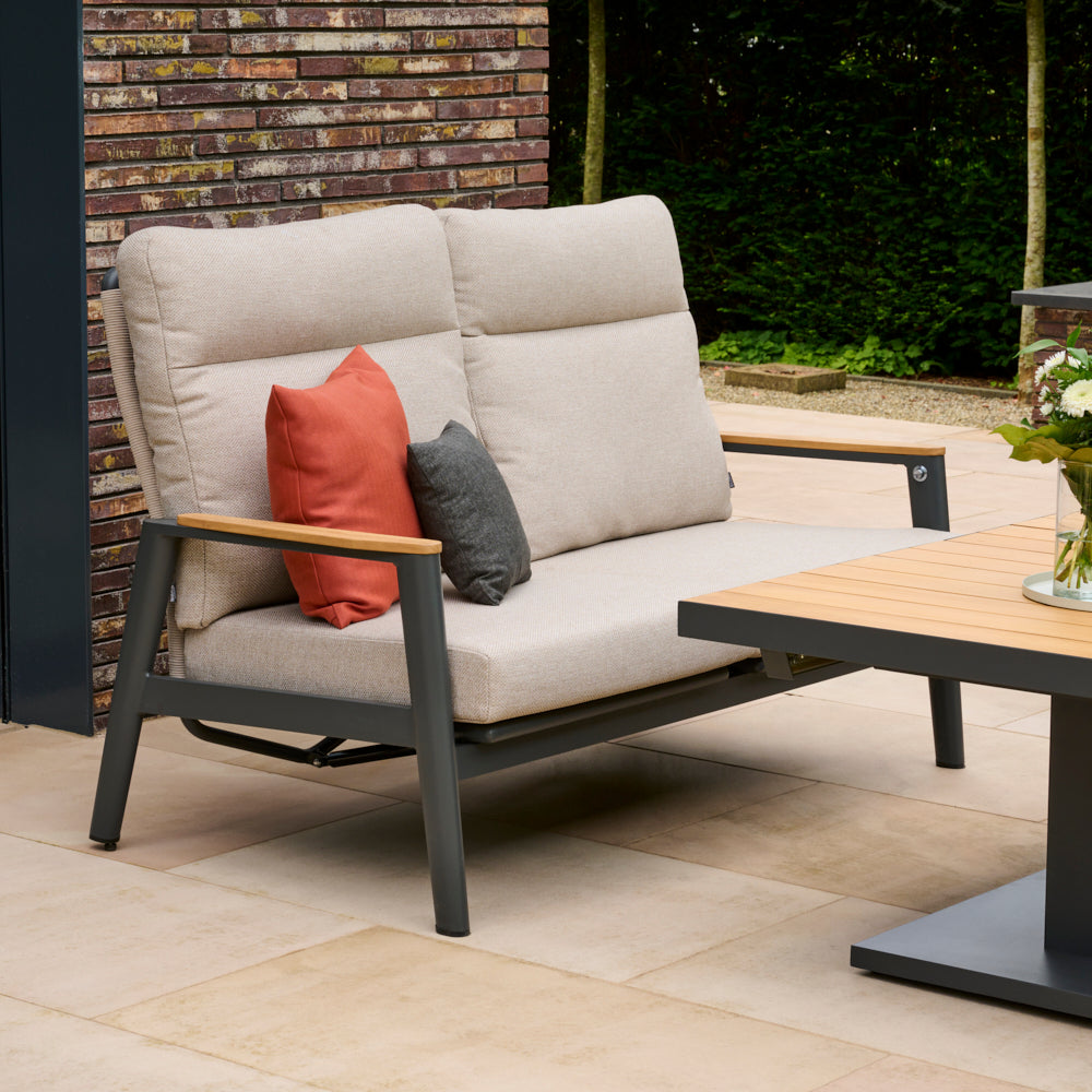 Loungesofa 2-Sitzer, T50306 Cortina, anthrazit/natur