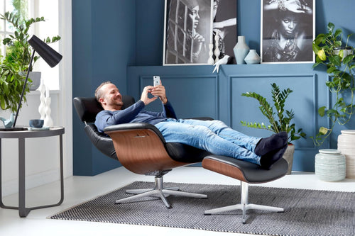 CONFORM® Relaxsessel Timeout mit Lederbezug inklusive passendem Fußhocker
