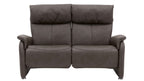 Zweisitziges Sofa in dunklem Grau mit hohen, gepolsterten Rückenlehnen und abgerundeten Armlehnen.