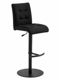 Schwarzer Barhocker der Interliving-Serie 5104 von MWA | IL, höhenverstellbar, gepolstert und drehbar, mit Fußstütze.